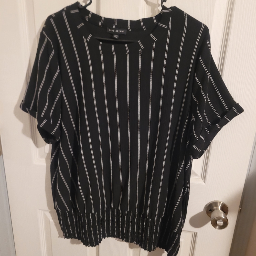 Lane Bryant Black Top with White Stripes